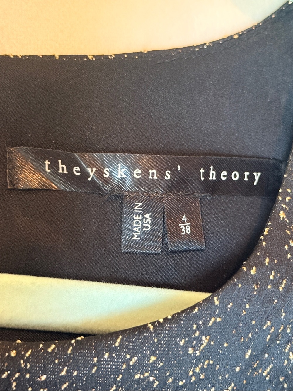 Theysken’s Theory “Dino” Dress Black & Gold Sleeveless A-line Shift